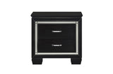 bedroom setup of Allura Black faux leather tufted LED panel bed