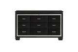 bedroom perspective of Allura Black faux leather tufted LED panel bed