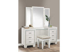 side view of Allura White Faux Leather Tufted LED Panel Bedroom Set bed