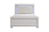 main view of Allura White Faux Leather Tufted LED Panel Bedroom Set bed
