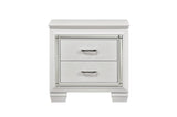 bedroom view of Allura White Faux Leather Tufted LED Panel Bedroom Set bed