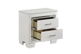side view of Allura White Faux Leather Tufted LED Panel Bedroom Set bed