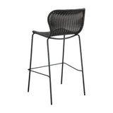Detail of brown faux rattan upholstery on McKinley bar stool