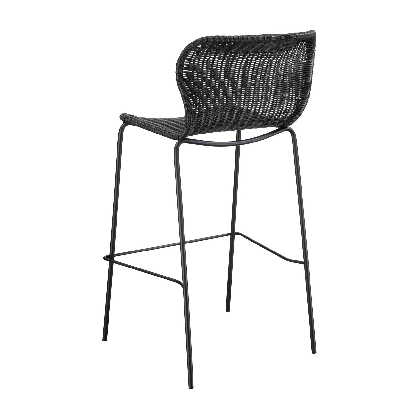 Detail of brown faux rattan upholstery on McKinley bar stool