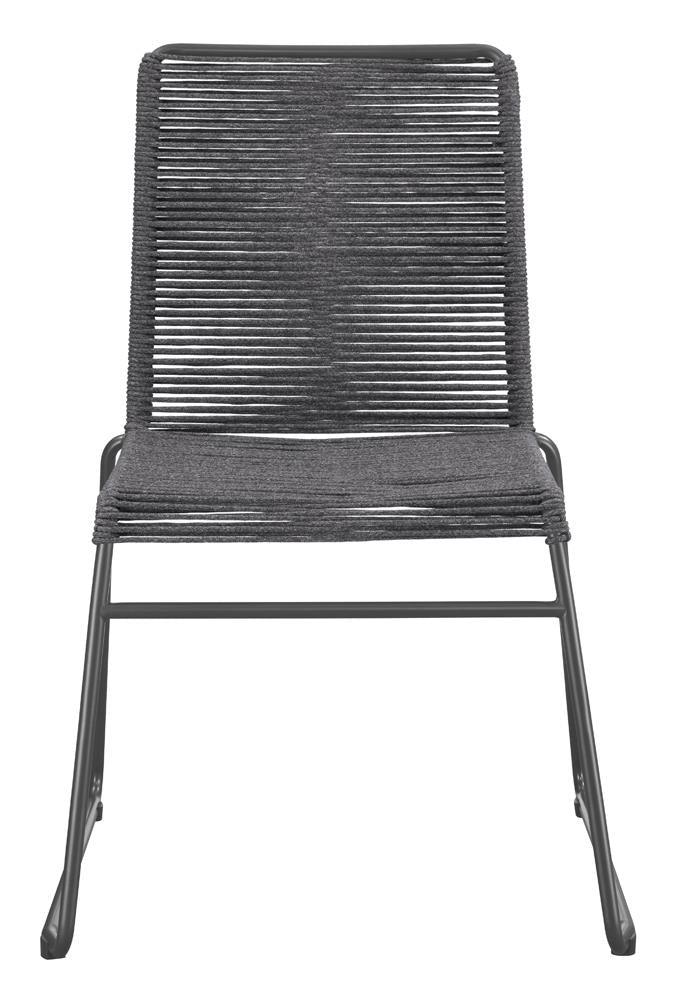 Close-up of rope woven backrest on Jerome Upholstered Chair