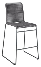 Kai Upholstered Bar Stool with Footrest Charcoal and Gunmetal side profile