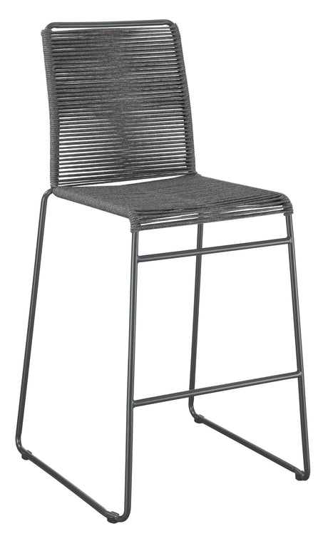 Kai Upholstered Bar Stool with Footrest Charcoal and Gunmetal side profile