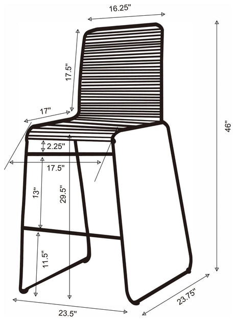 Kai Upholstered Bar Stool with Footrest Charcoal and Gunmetal full height profile
