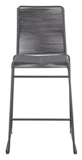 Kai Upholstered Bar Stool with Footrest Charcoal and Gunmetal back angle