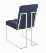 Chrome metal legs and armless design of Cisco dining chair