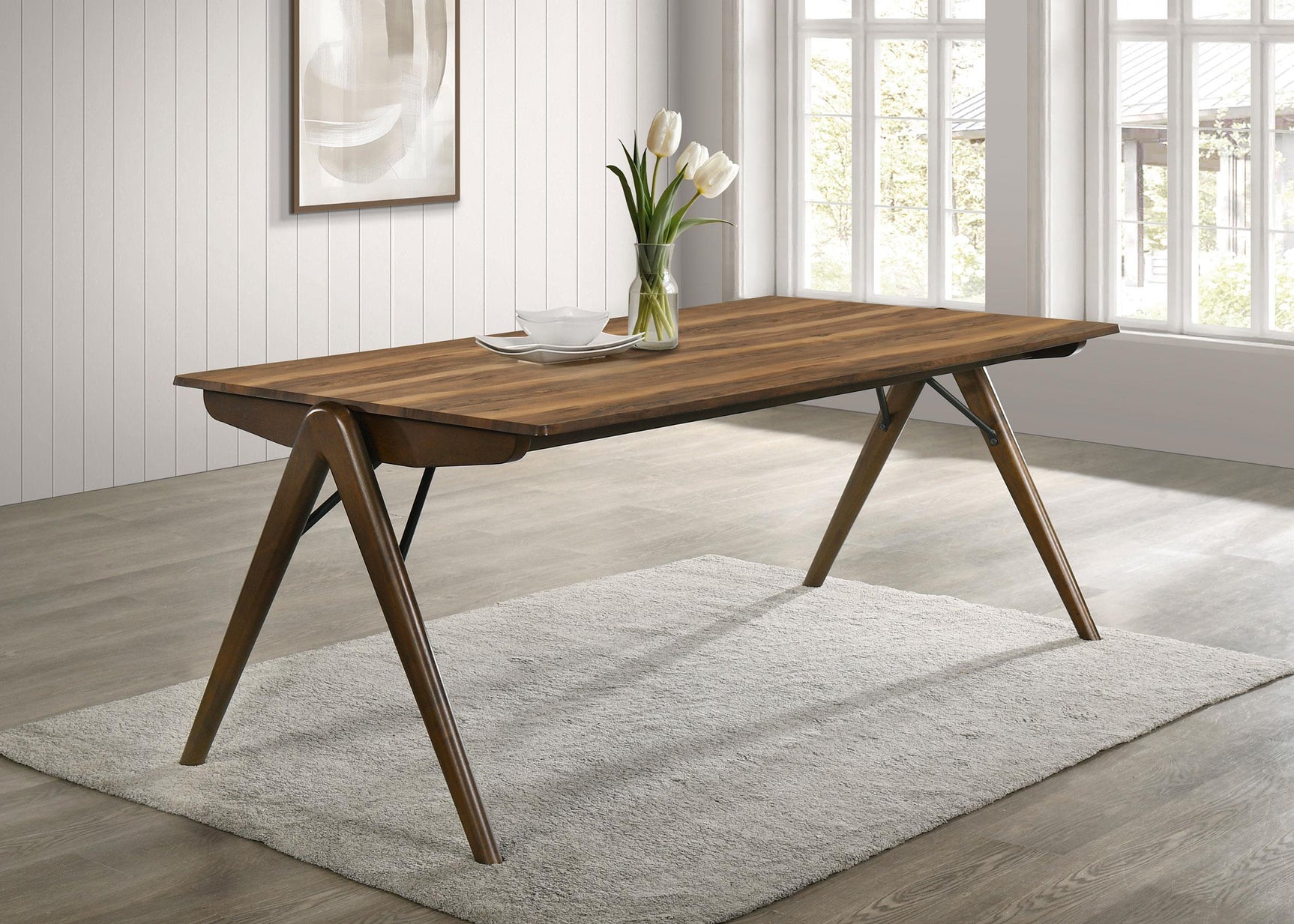 Randolph 79-inch rectangular dining table with sheesham-look top and angled legs