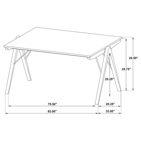 Randolph 79-inch rectangular dining table with sheesham-look top and angled legs