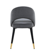 Lindsey Dining Chair showing gold capped feet and tapered legs