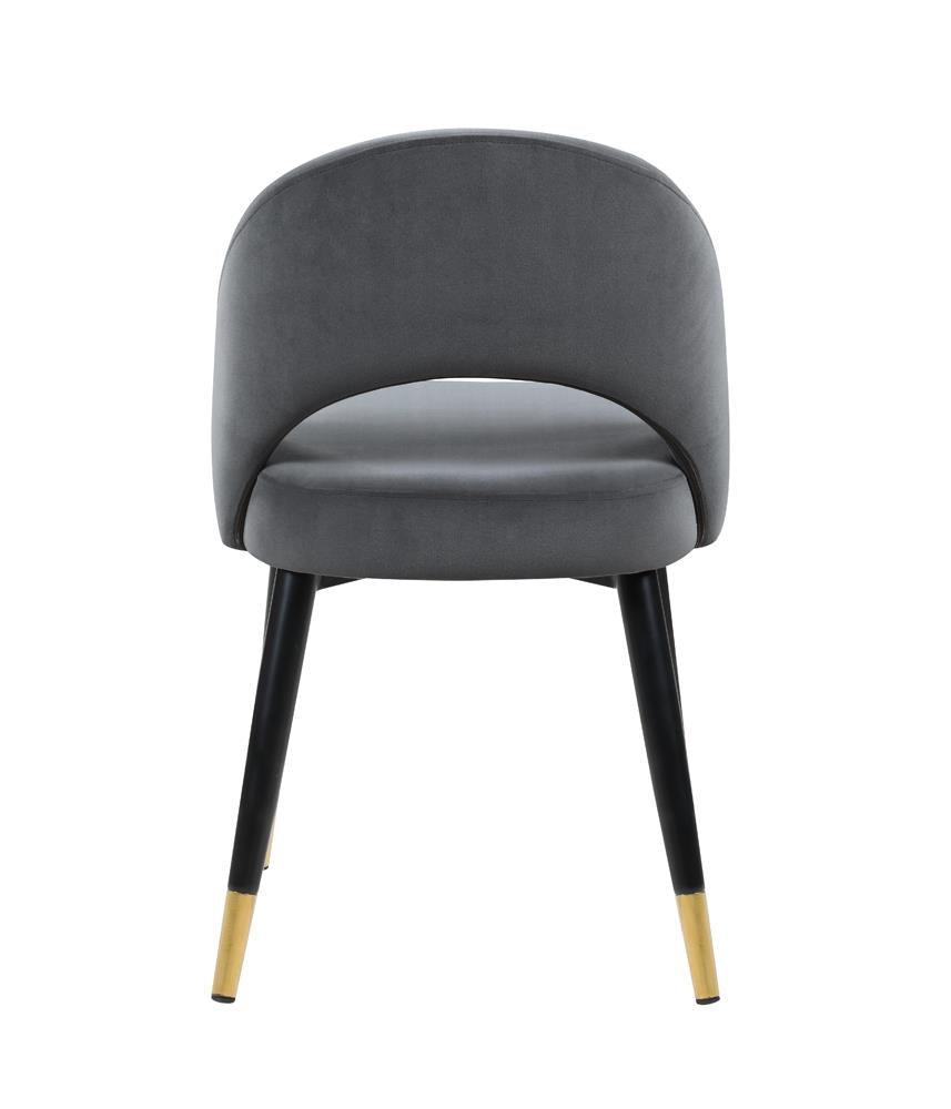 Lindsey Dining Chair showing gold capped feet and tapered legs