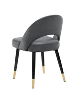 Lindsey Grey Side Chair angled view highlighting arch back