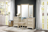 Side angle of Celandine Pearl Upholstered Queen Bed with tufted headboard