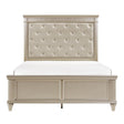 Celandine Silver Faux Leather Tufted Queen Panel Bed front view