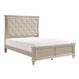 Celandine Silver Faux Leather Tufted Queen Panel Bed side angle