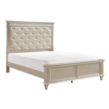 Celandine Silver Faux Leather Tufted Queen Panel Bed side angle
