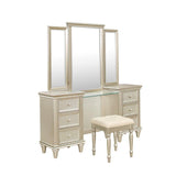 Side view of Celandine Silver Wood Vanity Dresser with Mirror