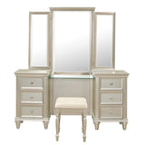 Celandine Silver Wood Vanity Dresser with Mirror front view