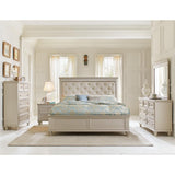 Celandine Silver Faux Leather Tufted Queen Panel Bed close-up detail