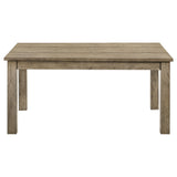 Sturdy legs and wood support bar under the Cardova table