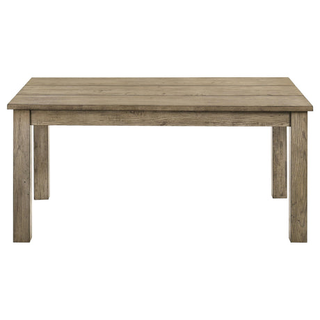Sturdy legs and wood support bar under the Cardova table