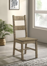 Cardova solid wood ladder-back dining side chair in vineyard oak, front angle