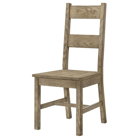 Cardova solid wood ladder-back dining side chair in vineyard oak, front angle