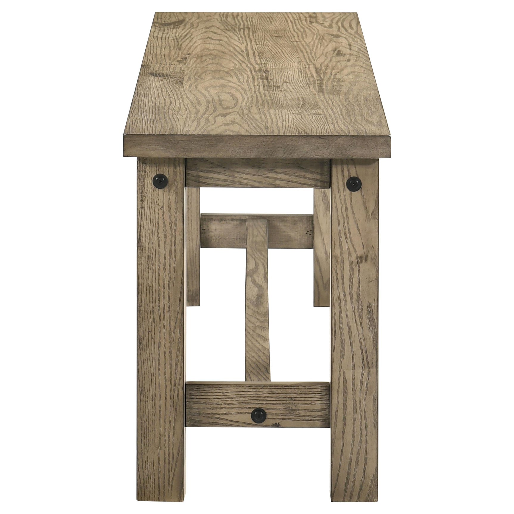 Detailed vineyard oak finish on bench seat