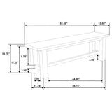 Underside view of Cardova dining bench