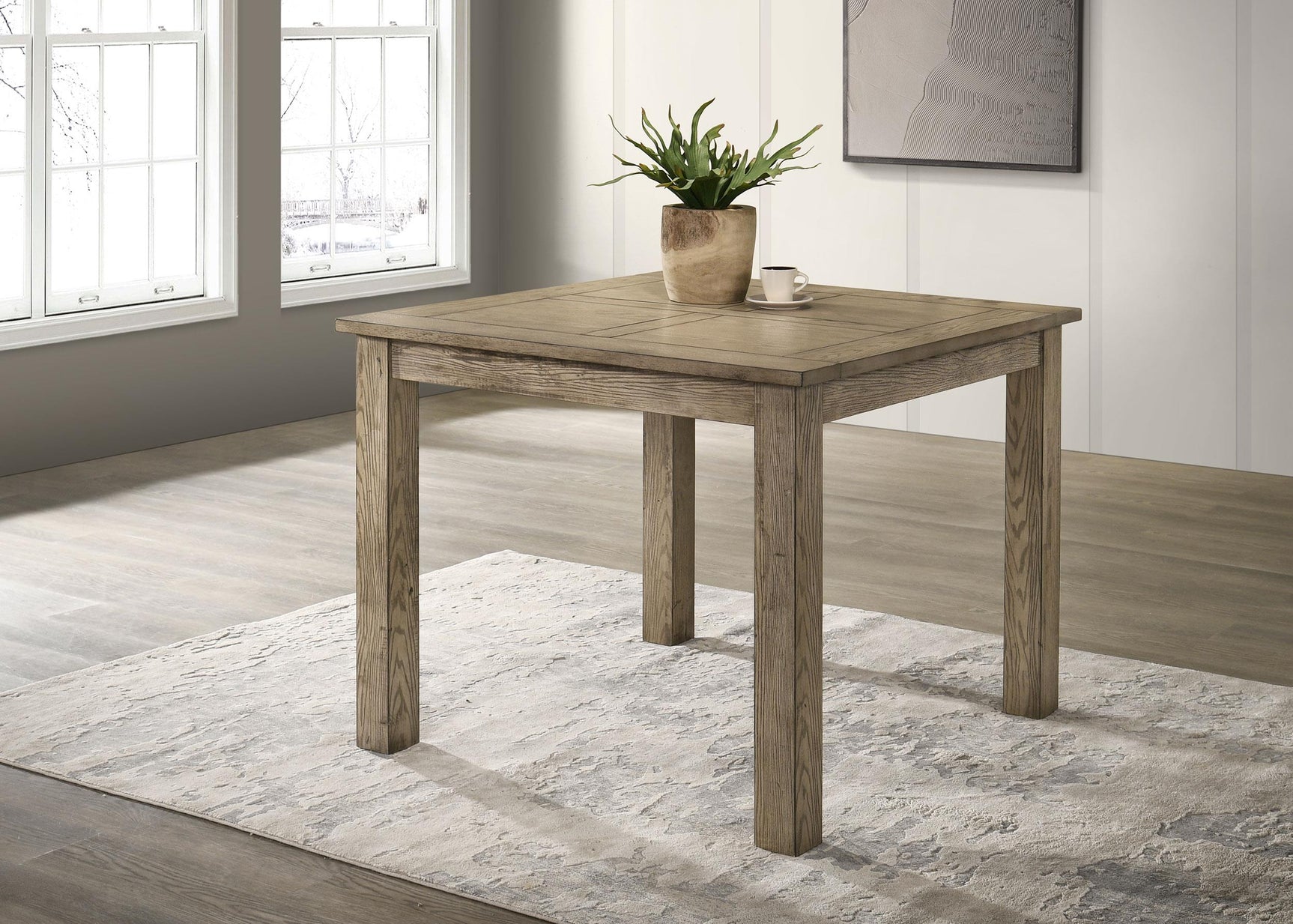 Cardova square counter height dining table corner detail