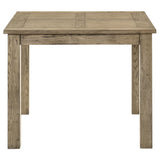 Close-up of vineyard oak finish on Cardova table leg