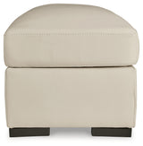 Treasure Trove Ottoman side profile almond leather match upholstery