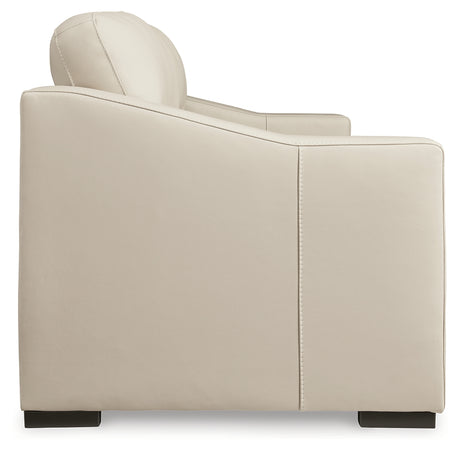 Treasure Trove Almond Leather Sofa angled front view