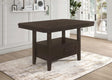 Prentiss extendable rectangular counter height table in cappuccino angled view