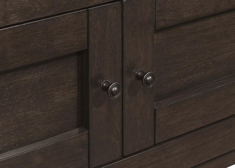 Prentiss table side view highlighting wood grain and finish