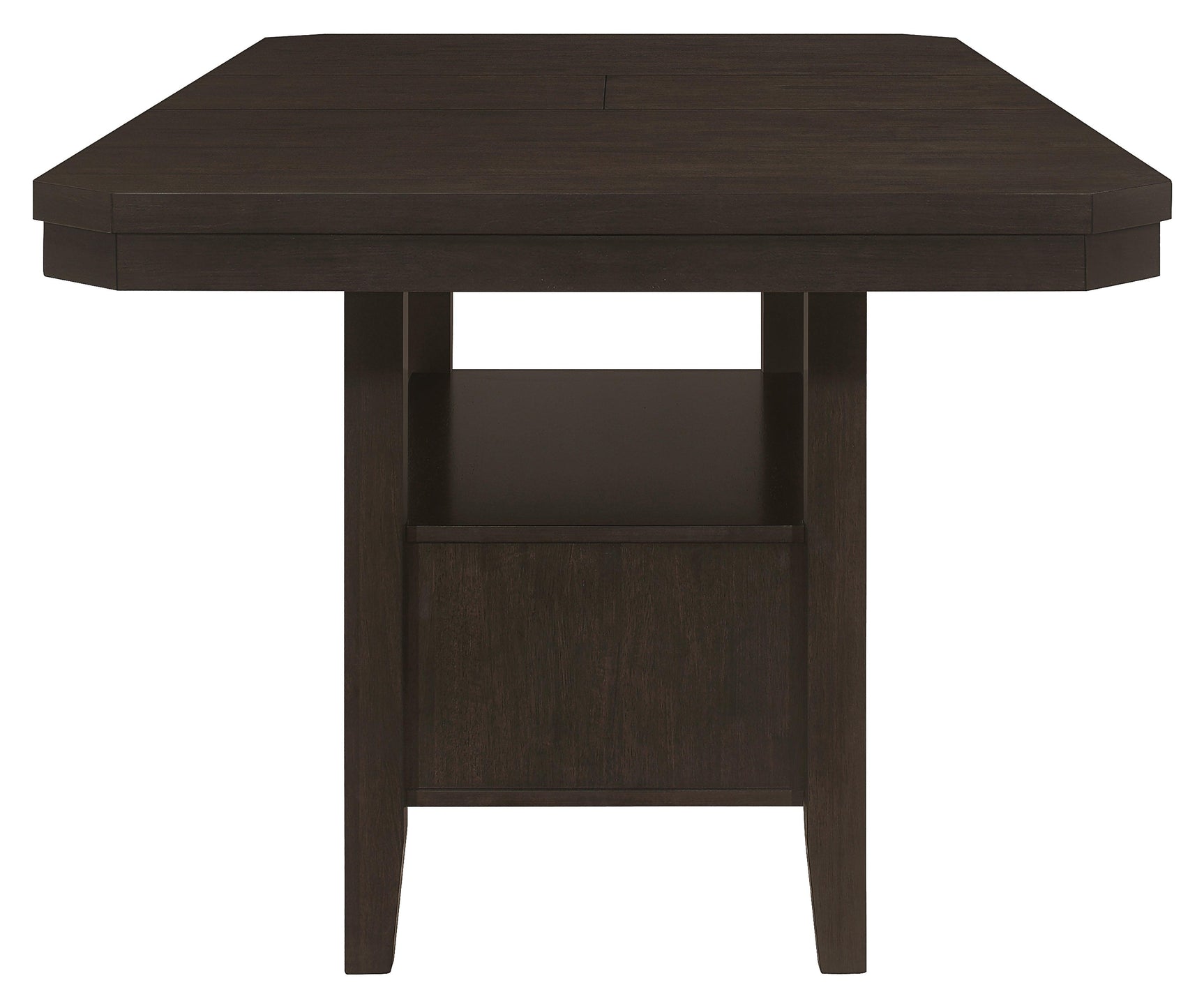 Prentiss table open storage cabinet interior