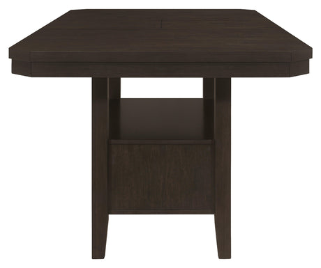 Prentiss table open storage cabinet interior
