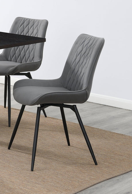 Diggs Upholstered Tufted Swivel Dining Chairs Grey And Gunmetal front view