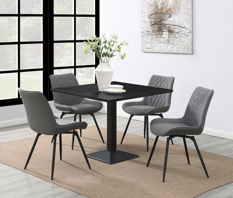 Diggs Dining Chair angled with visible swivel
