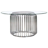 Close-up detail of Veena Silver Round Glass Top Dining Room Set