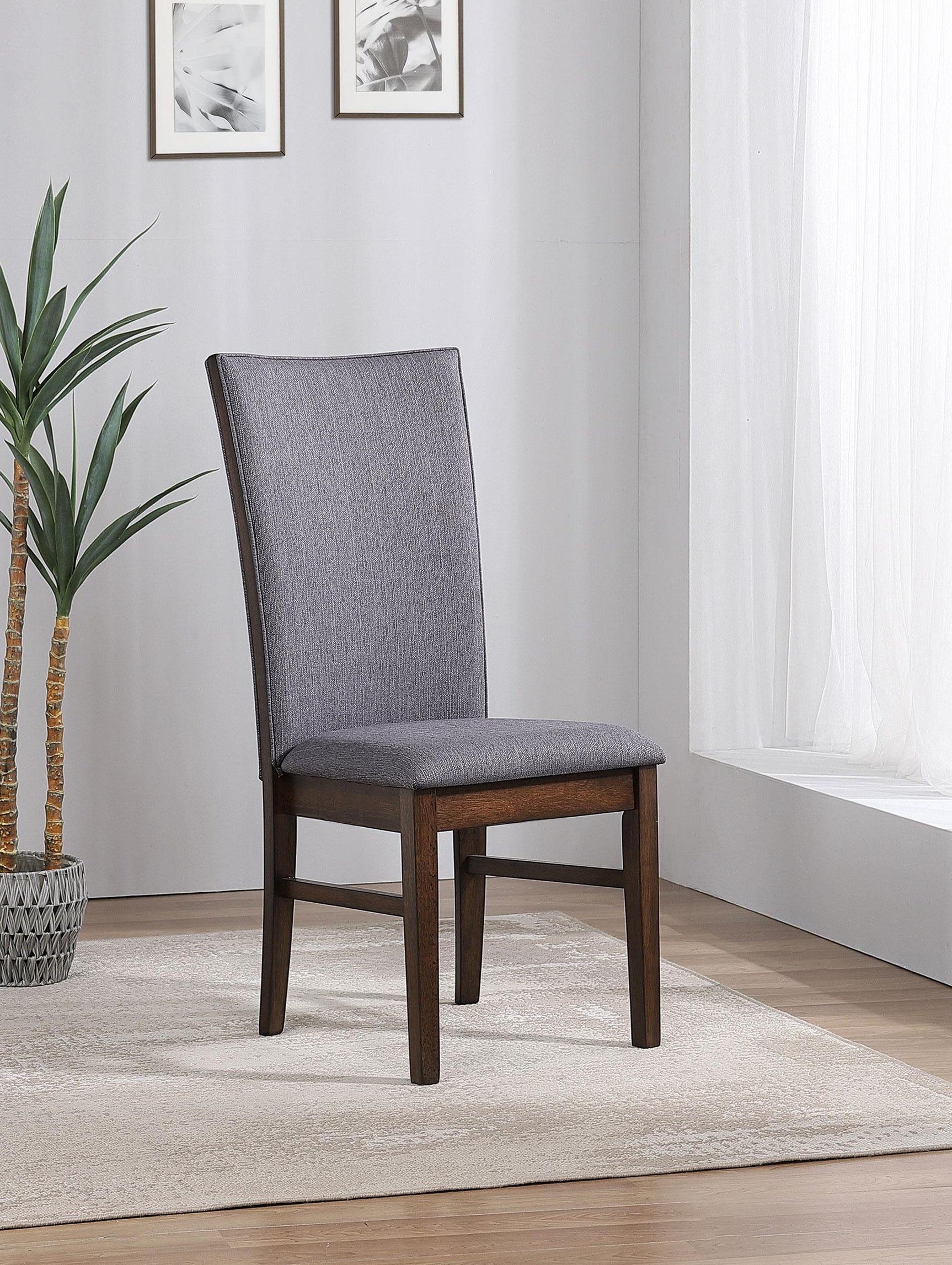 Sherwood grey dining side chair angled view