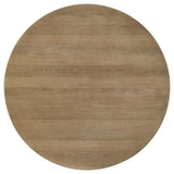 Detail of distressed light brown finish on dining table surface