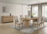 Room view of Adina Light Brown Extension Dining Table with 6 chairs and storage