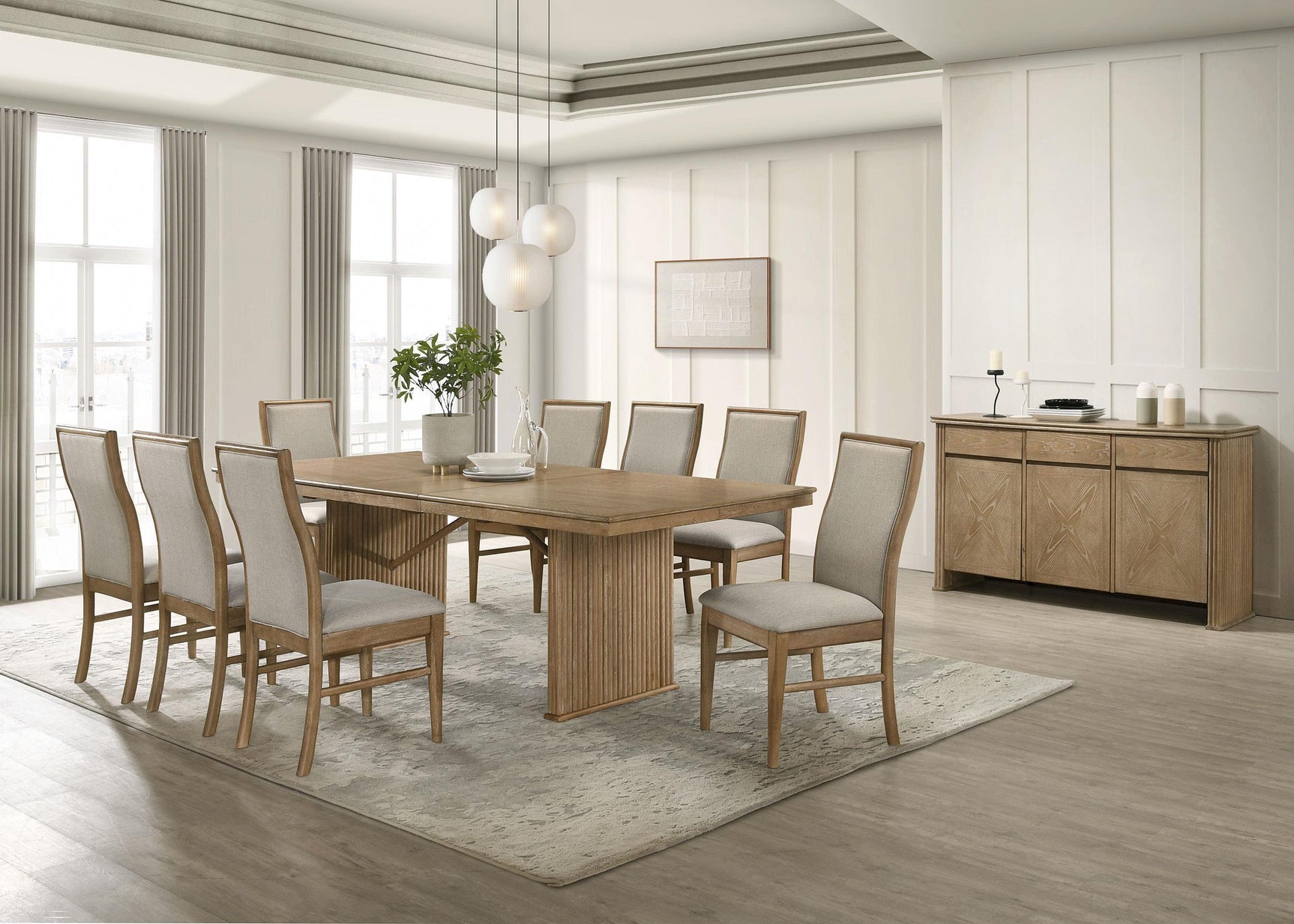 Table base showing natural textures and vertical reeding
