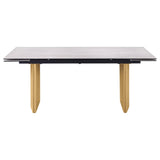 Side view of Vesa extension dining table with glass top