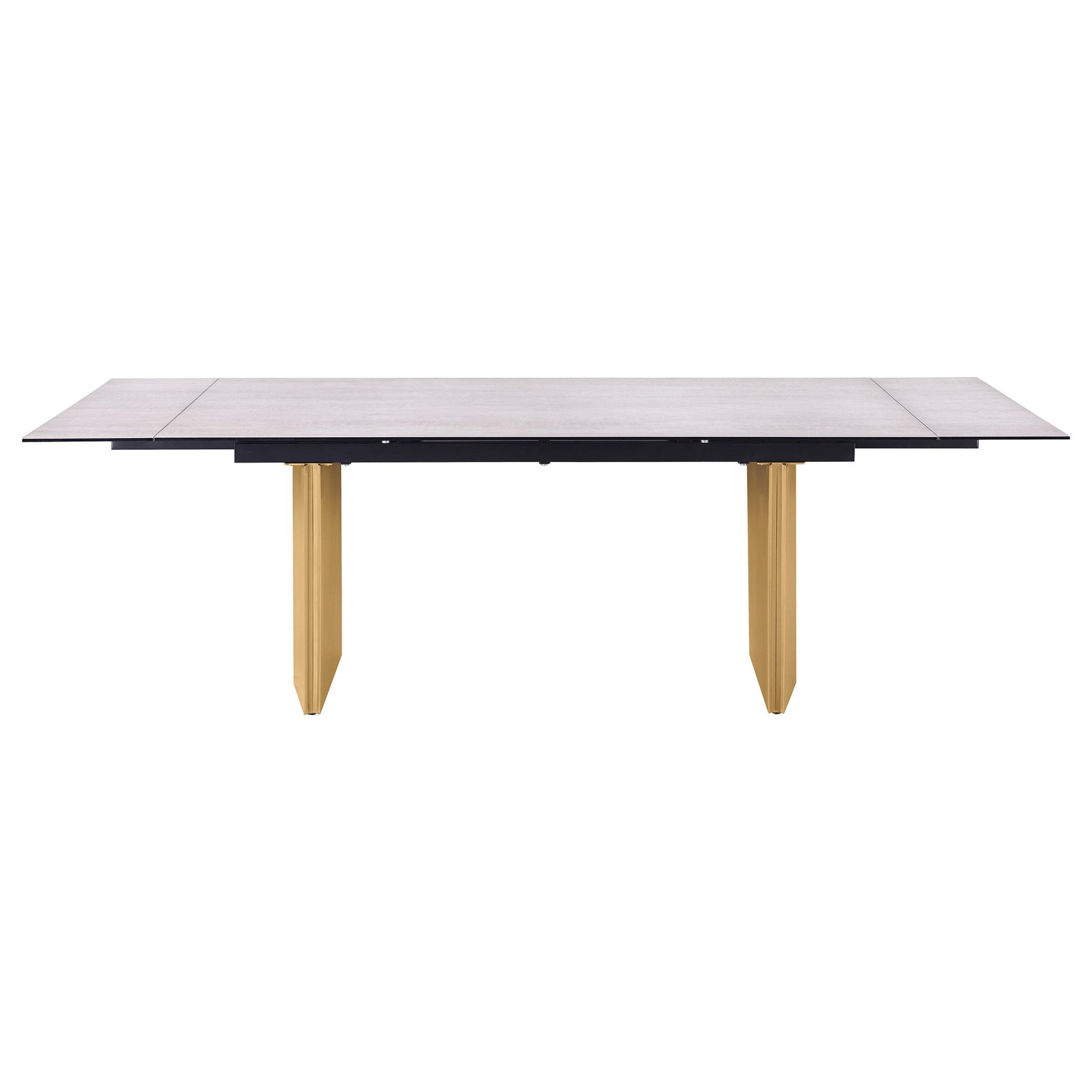 Close-up of glass top edge and metal base