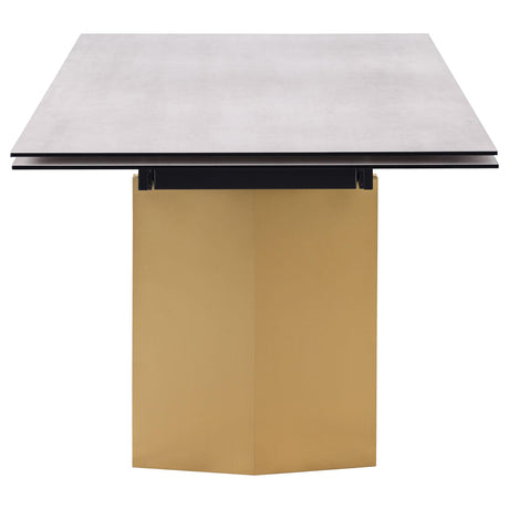 Pop-up spring extension rail for dining table